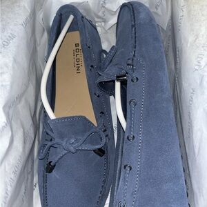 NIB Soldini Suede Drivers Women's Denim Blue Italy Loafer Shoes EU 39 US 8